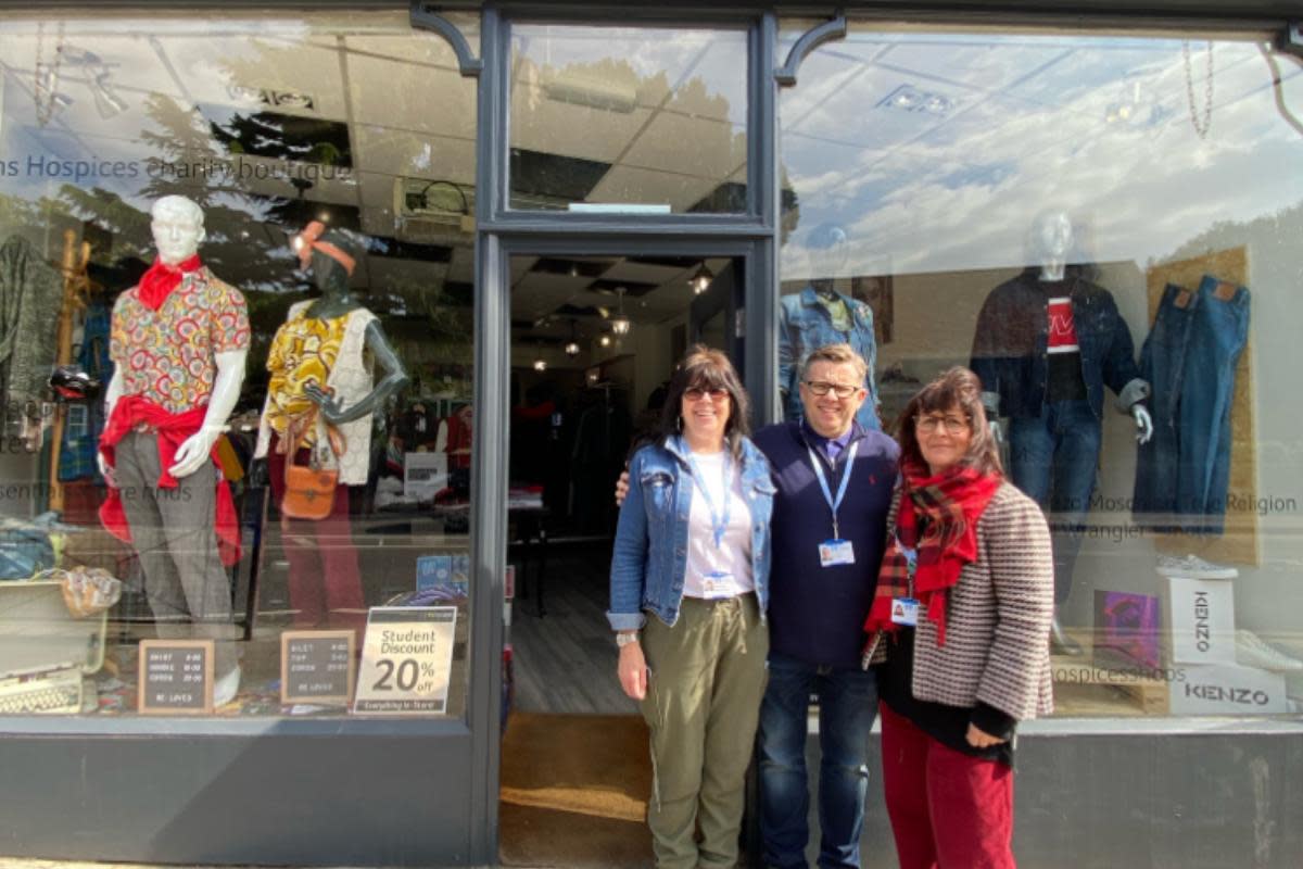 New - Assistant shop manager Wendy Duncan, head of trading Mark Davies, and shop manager Nicole Handley outside the boutique <i>(Image: Havens Hospices)</i>