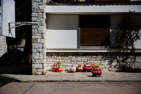 Toys are seen at the yard of the Model National Nursery of Kallithea, in Athens, Greece, March 3, 2017. REUTERS/Alkis Konstantinidis