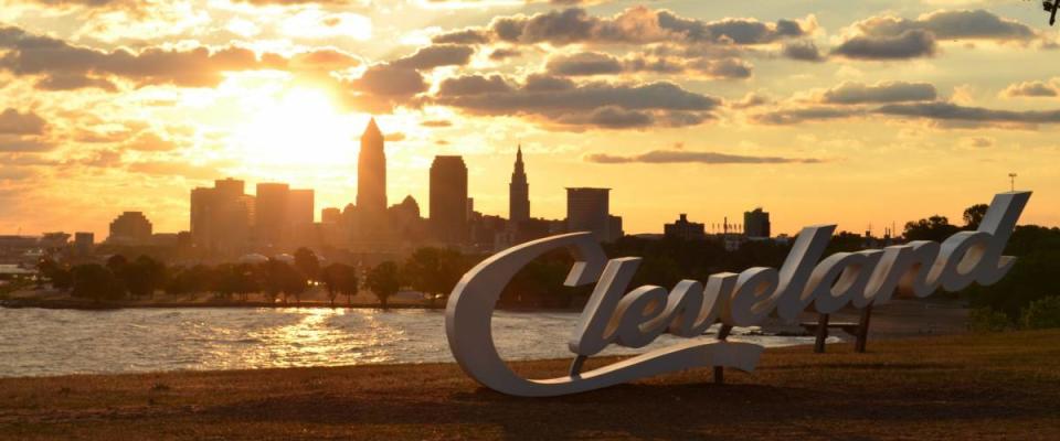 Cleveland's iconic sign at Lake Erie Edgewater park
