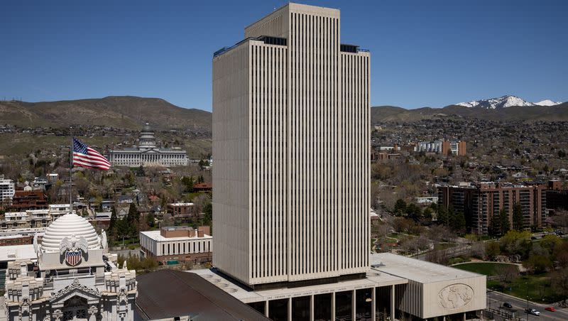 The Church Office Building of The Church of Jesus Christ of Latter-day Saints in Salt Lake City is pictured on April 28, 2023.