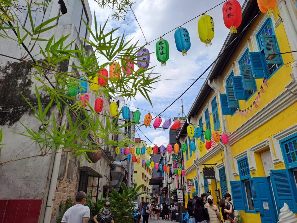 A picture of multicoloured lanterns at Kwai Chai Hong at Petaling Street