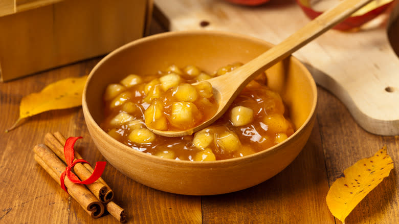 Bowl of apple pie filling