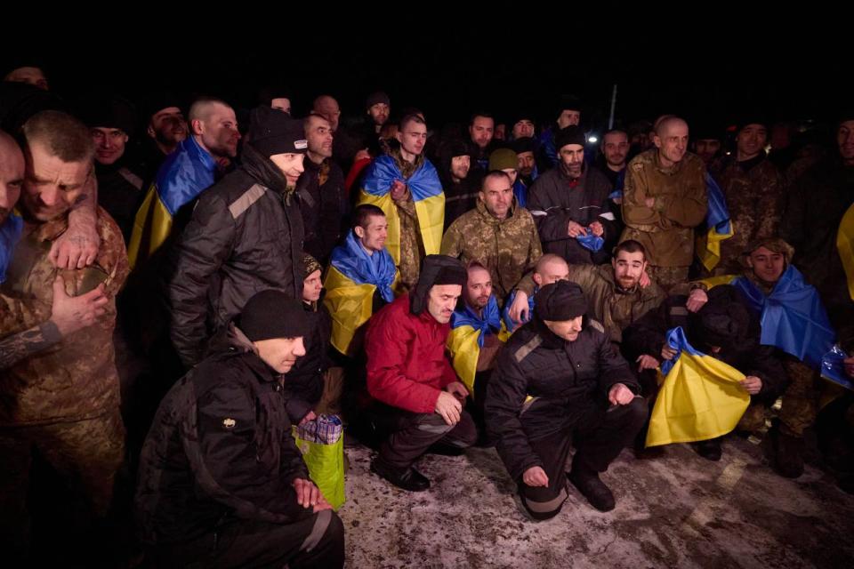 Ukrainians after they're released in a prisoner swap with Russia.