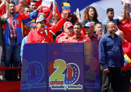 Venezuela's President Nicolas Maduro attends a rally in support of the government and to commemorate the 20th anniversary of the arrival to the presidency of the late President Hugo Chavez in Caracas, Venezuela February 2, 2019. REUTERS/Manaure Quintero NO RESALES. NO ARCHIVES.