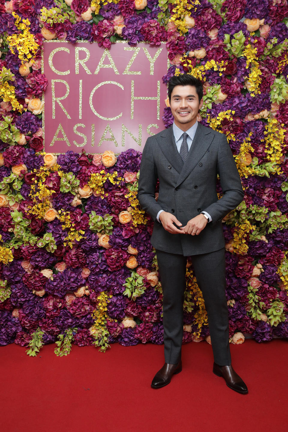 <p>Henry Golding looked seriously dapper at the UK premiere of ‘Crazy Rich Asian’ thanks to a sharp, double-breasted suit. [Photo: Freuds] </p>