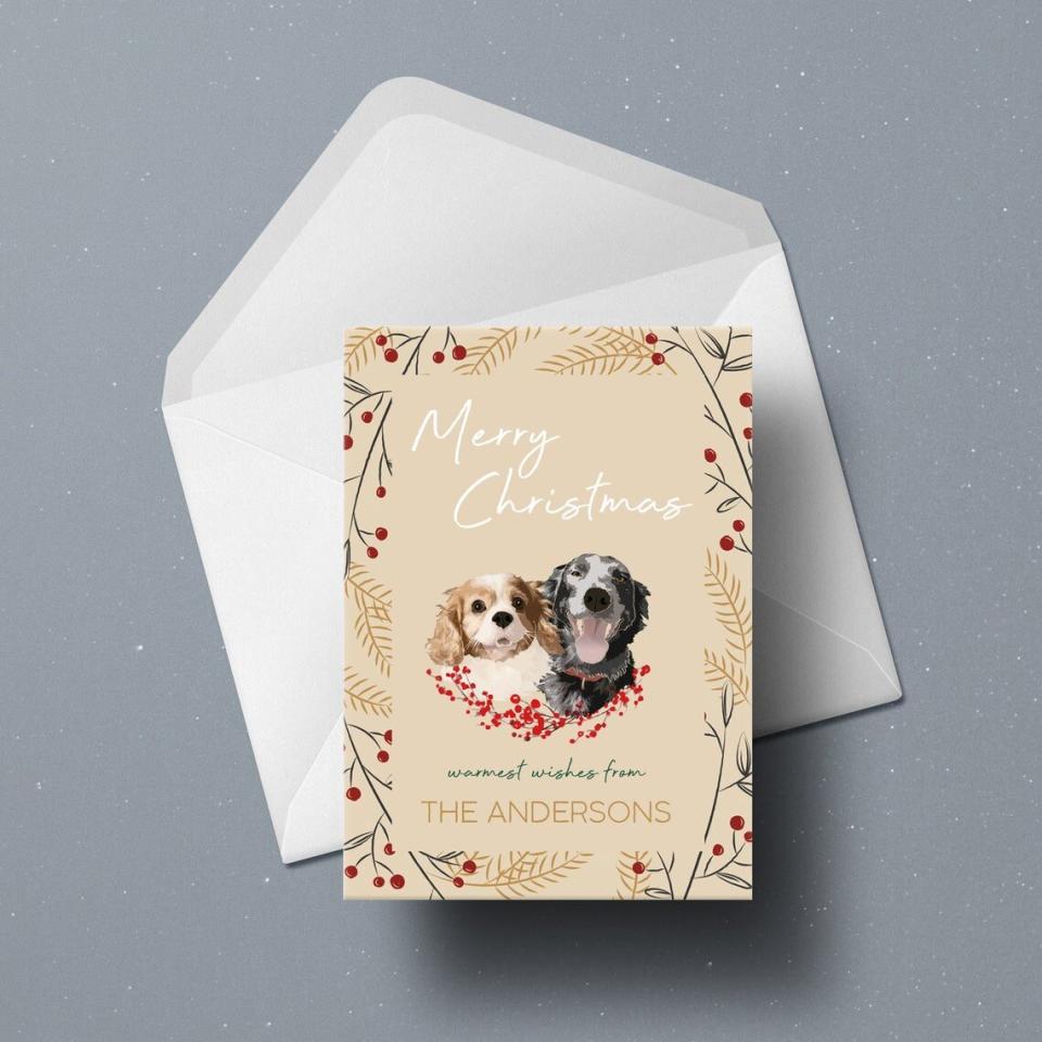 Product photo of a Custom Pet Portrait + Christmas Card, Pet Holiday Card