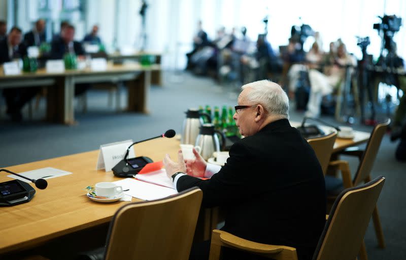 Polish opposition leader Kaczynski attends parliamentary commission hearing in Warsaw