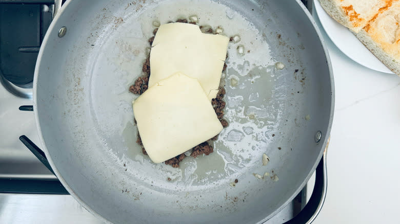 ground beef with American cheese