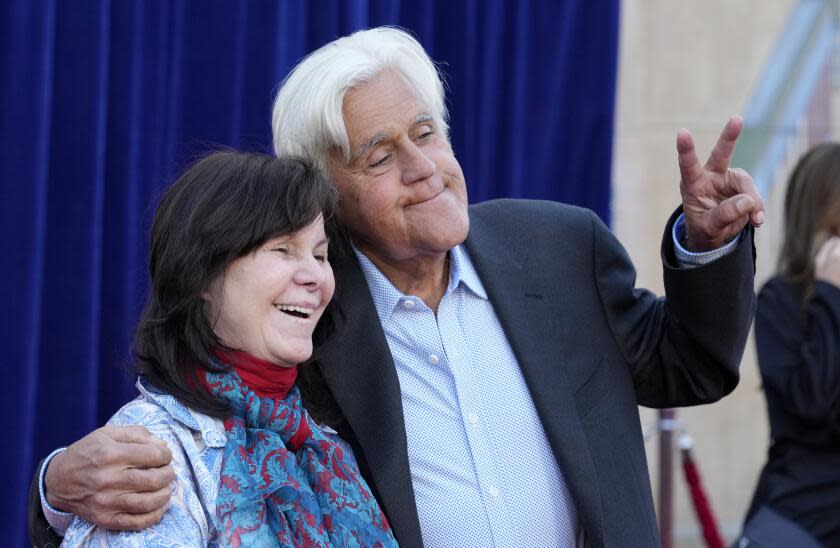 Jay Leno and his wife Mavis pose at the Apr. 30 premiere of "Unfrosted" at the Egyptian Theatre