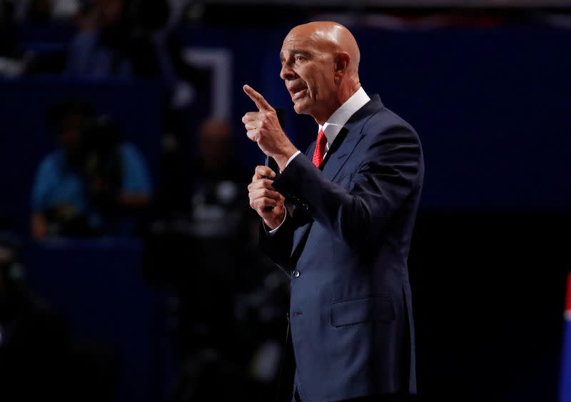 FILE PHOTO: Tom Barrack, CEO of Colony Capital, speaks at the Republican National Convention in Cleveland