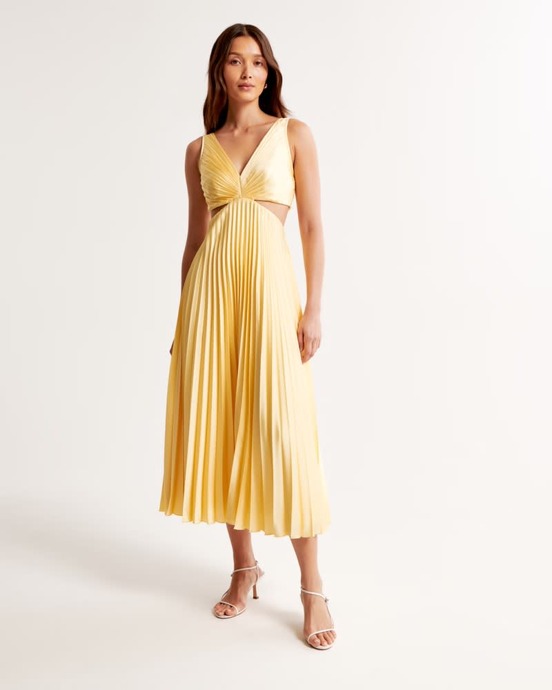 Abercrombie The A&F Giselle Pleated Cutout Maxi Dress
