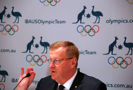 John Coates, President of the Australian Olympic Committee (AOC), answers a question during a media conference in Sydney, Australia, August 24, 2017. REUTERS/David Gray