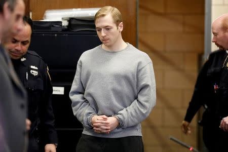 James Harris Jackson, who allegedly travelled to New York City and fatally stabbed an African-American man in an racially motivated attack, appears in State Supreme Court in New York City, U.S. April 5, 2017. REUTERS/Brendan McDermid