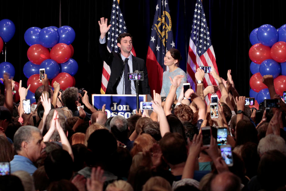 Democrat Jon Ossoff addresses his supporters after his defeat