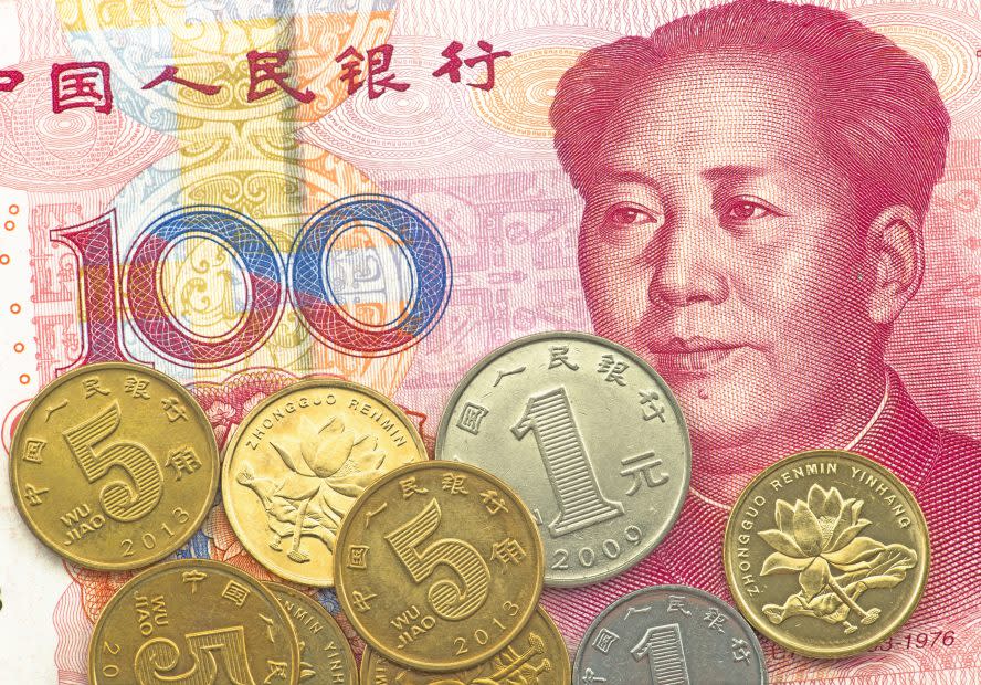 Chinesische Banknoten und Münzen