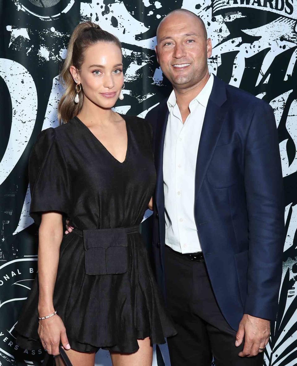 Derek Jeter (R) and Hannah Jeter attend Players' Night Out 2019 hosted by The Players' Tribune featuring the NBPA's Players' Voice awards at The Dream Hotel on July 09, 2019 in Los Angeles, California