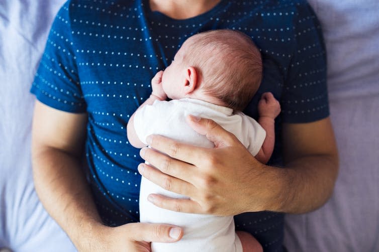 <span class="caption">Major life events like having a child may increase morality.</span> <span class="attribution"><a class="link " href="https://www.shutterstock.com/image-photo/unrecognizable-father-his-newborn-baby-son-511881790" rel="nofollow noopener" target="_blank" data-ylk="slk:Halfpoint/Shutterstock;elm:context_link;itc:0;sec:content-canvas">Halfpoint/Shutterstock</a></span>