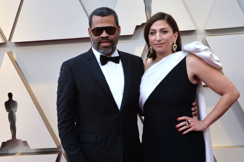 Chelsea Peretti (R) and Jordan Peele attend the Academy Awards in 2019. File Photo by Jim Ruymen/UPI