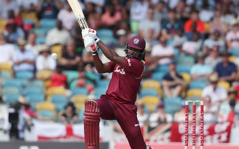 West Indies' Chris Gayle plays a shot against England during the first One Day International  - Credit: AP Photo/Ricardo Mazalan&nbsp;