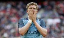 Britain Football Soccer - Arsenal v Manchester City - FA Cup Semi Final - Wembley Stadium - 23/4/17 Manchester City's Kevin De Bruyne looks dejected Action Images via Reuters / Carl Recine Livepic
