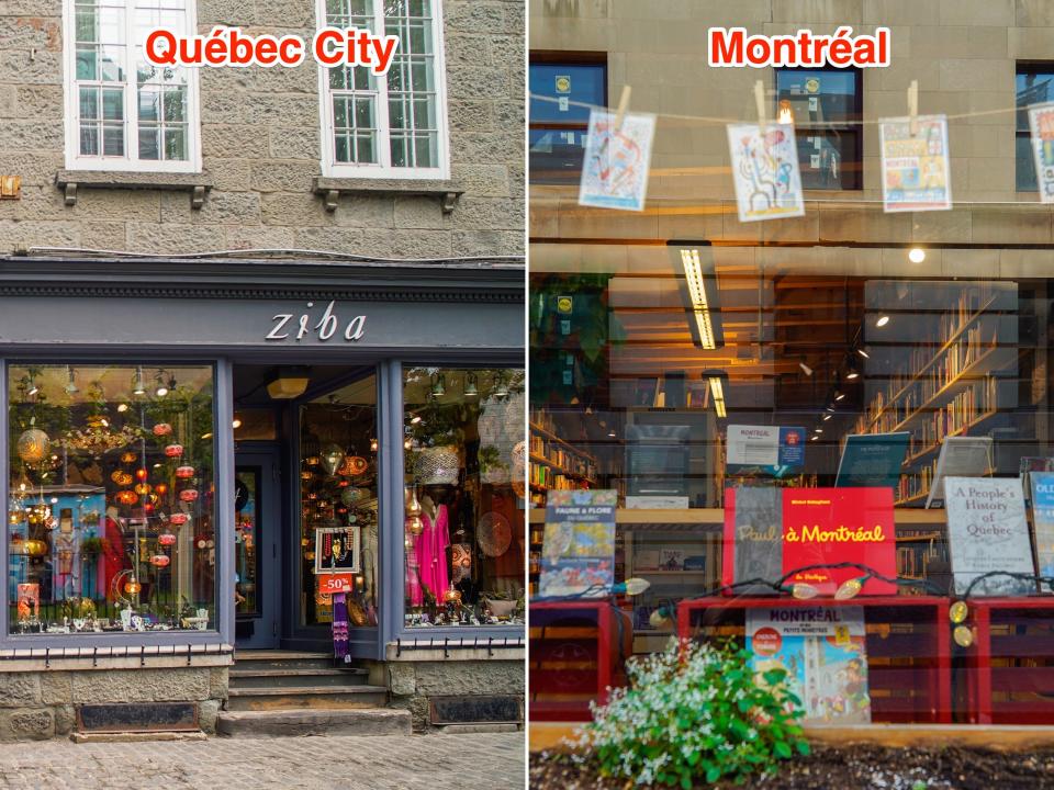 Storefronts in Québec City and Montréal