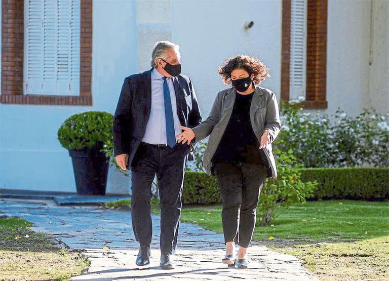 Alberto Fernández y la ministra Carla Vizzotti, el sábado en Olivos