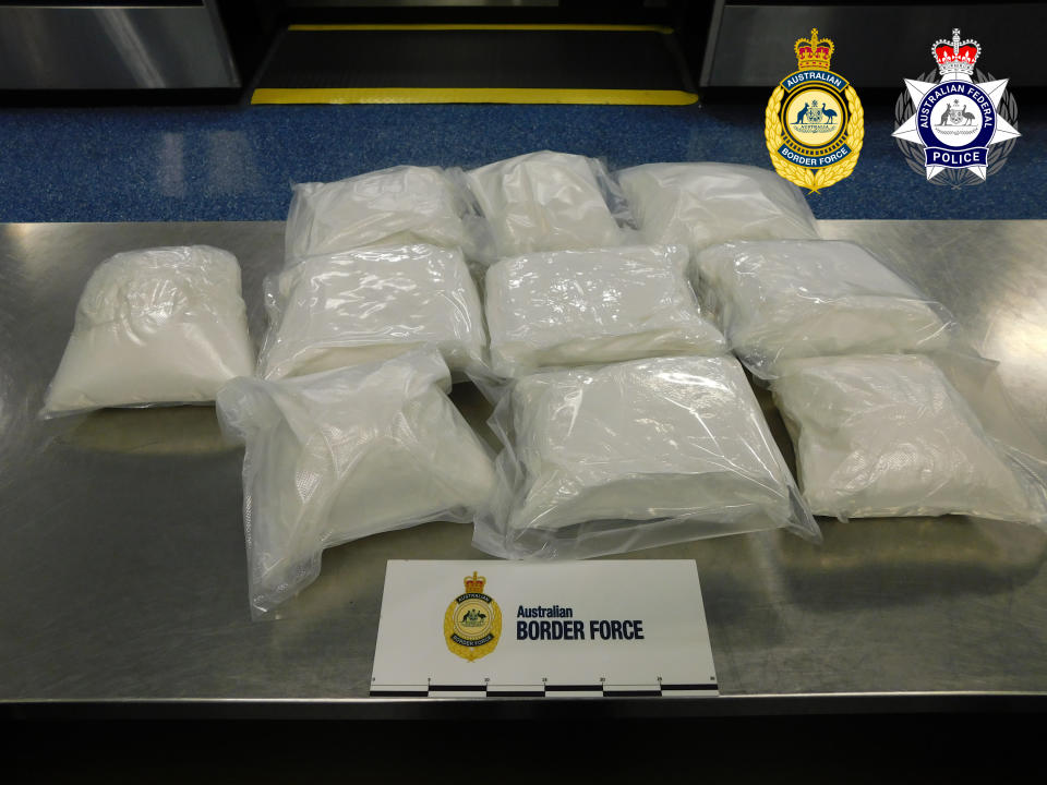 Packages of ketamine allegedly discovered inside the 18-year-old's suitcase. Source: AFP