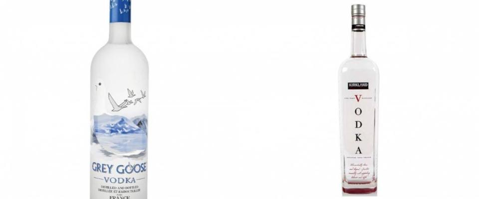 Grey Goose Vodka and Kirkland Signature Vodka