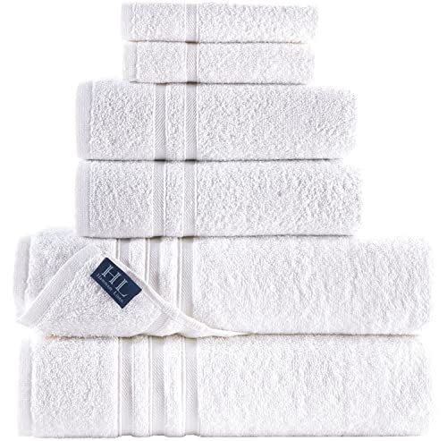 12) White Bath Towels Set