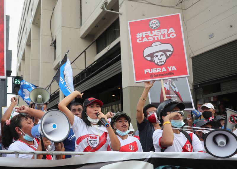 Demonstrations a day after Peru's lawmakers voted to start an impeachment against President Pedro Castillo