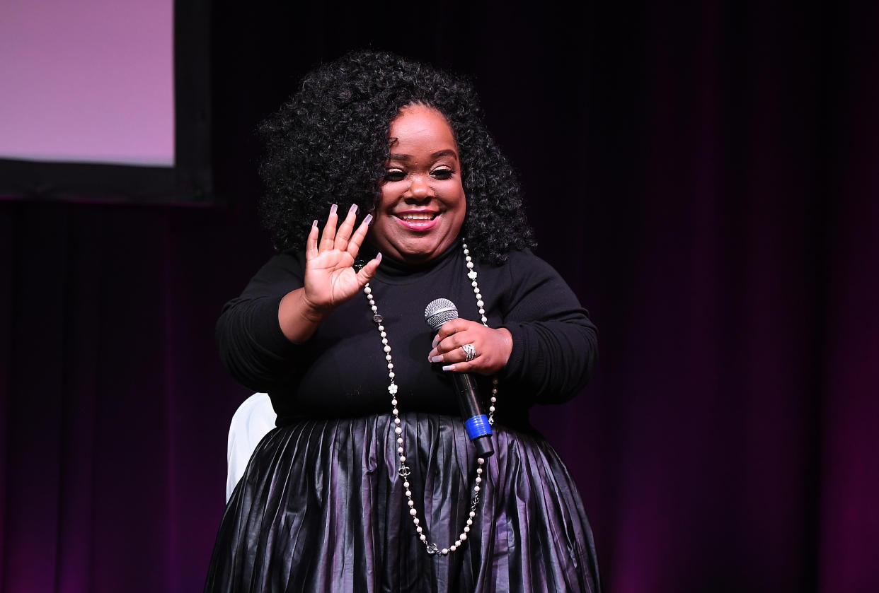 ATLANTA, GEORGIA - NOVEMBER 10:  Ashley "Minnie" Ross speaks onstage during 2019 Atlanta Ultimate Women's Expo at Cobb Galleria Centre on November 10, 2019 in Atlanta, Georgia. (Photo by Paras Griffin/Getty Images)