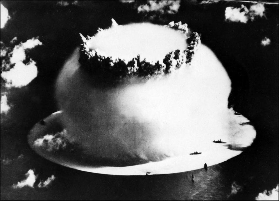 A photo showing an atomic bomb explosion (US Defense Nuclear Agency/AFP vi)