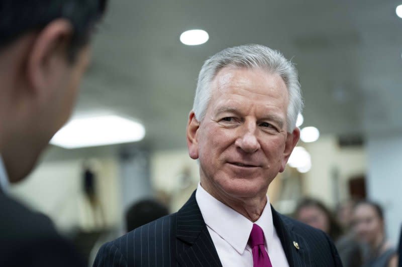 Sen. Tommy Tuberville, R-Ala., has been holding up confirmations to military posts to protest the Pentagon's policy that reimburses service members for out-of-state travel for reproductive healthcare. File Photo by Bonnie Cash/UPI