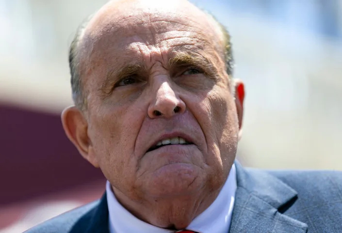 Former New York City Mayor Rudy Giuliani speaks during a news conference in Miami in July 2021.