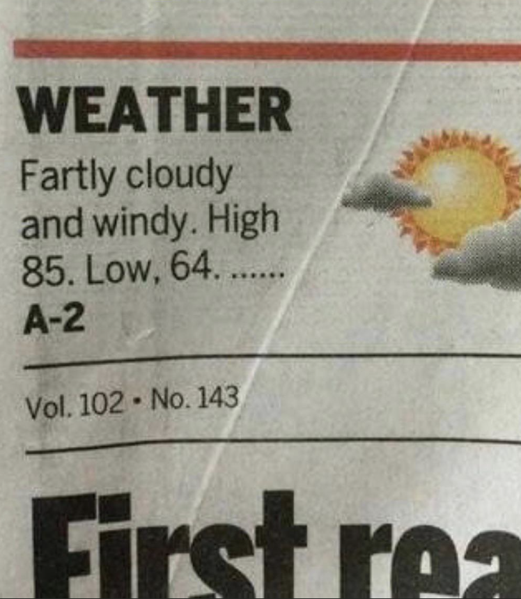 "Fartly cloudy"