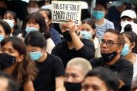 Thai protesters demand the release of activist leaders, in Bangkok