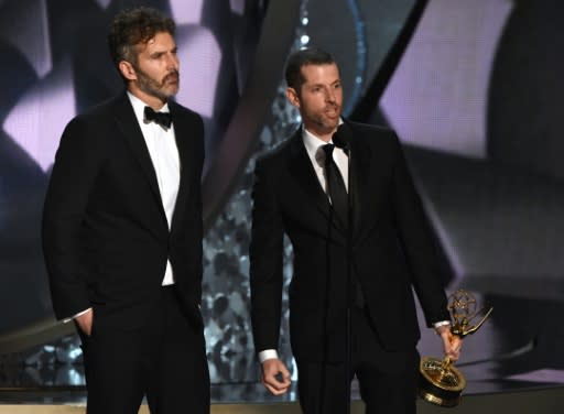 "Game of Thrones" co-creators David Benioff (L) and D.B. Weiss -- shown here at the Emmys in 2016 -- are developing new "Star Wars" content