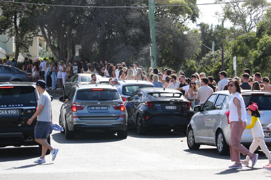 Massive line of people waiting to get into the Clovelly on Anzac Day.