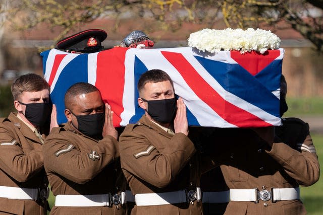 Captain Sir Tom Moore's coffin