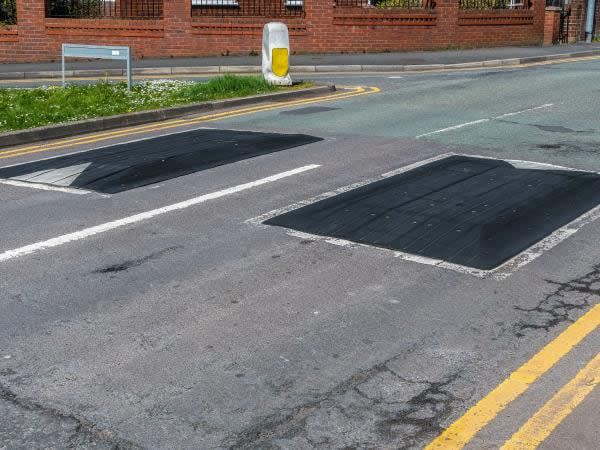 The speed cushions on McNamara Drive in east Saint John are intended to impact the ride when a driver goes more than 40 kilometres per hour.   (City of Saint John - image credit)