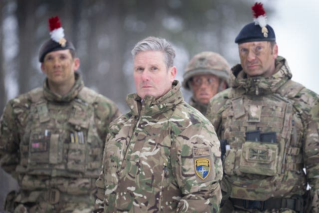 Labour leader Sir Keir Starmer visits the Tapa Nato forward operating base in Estonia close to the Russian border where he and shadow defence secretary John Healey saw exercises and met soldiers deployed with the British Armed Forces