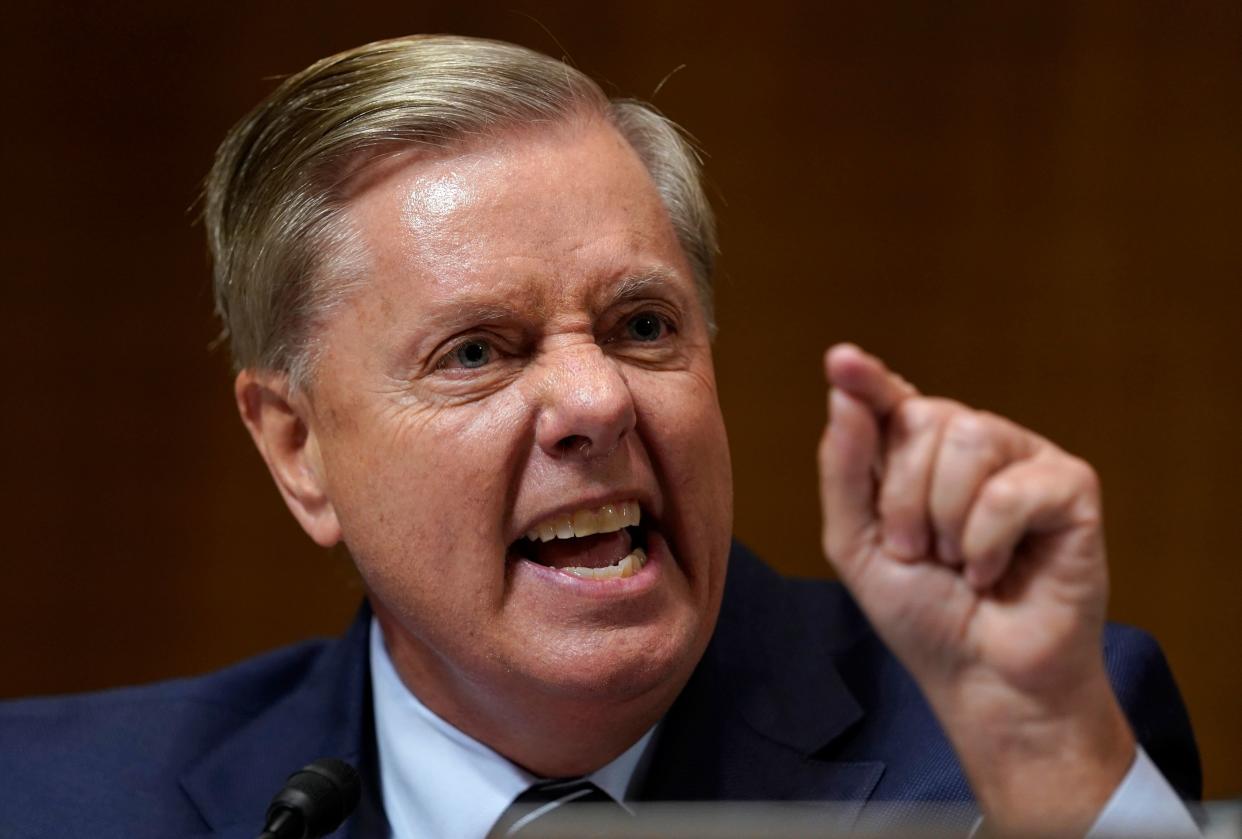 Sen. Lindsey Graham (R-S.C.) goes on the attack Thursday during a Senate Judiciary Committee hearing involving an accusation of sexual assault against Supreme Court nominee Brett Kavanaugh. (Photo: ANDREW HARNIK via Getty Images)