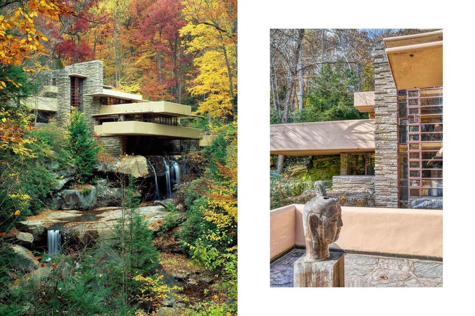 <p>From left: H. Mark Weidman/Alamy; Daniel Wilson/Alamy</p> From left: Frank Lloyd Wright’s Fallingwater, in southwestern Pennsylvania, is one of the architect’s most celebrated works; cantilevered terraces extend out in every direction.