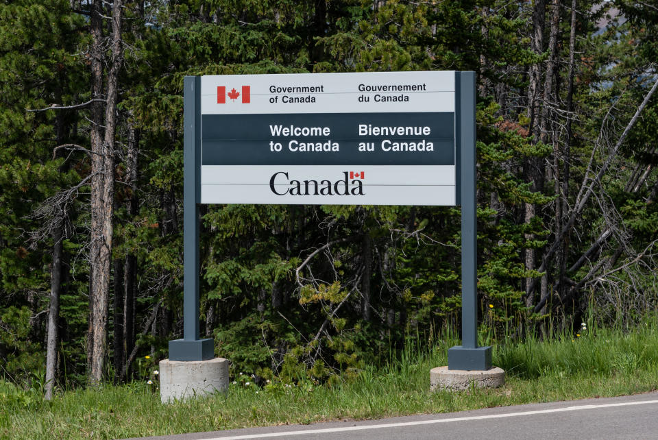 Canadian Border, Canada: July 1, 2018: Welcome To Canada Sign