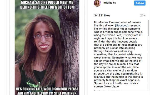 Mean memes have become an increasing phenomenon, but victims aren't afraid to stick up for themselves. Photo: Instagram