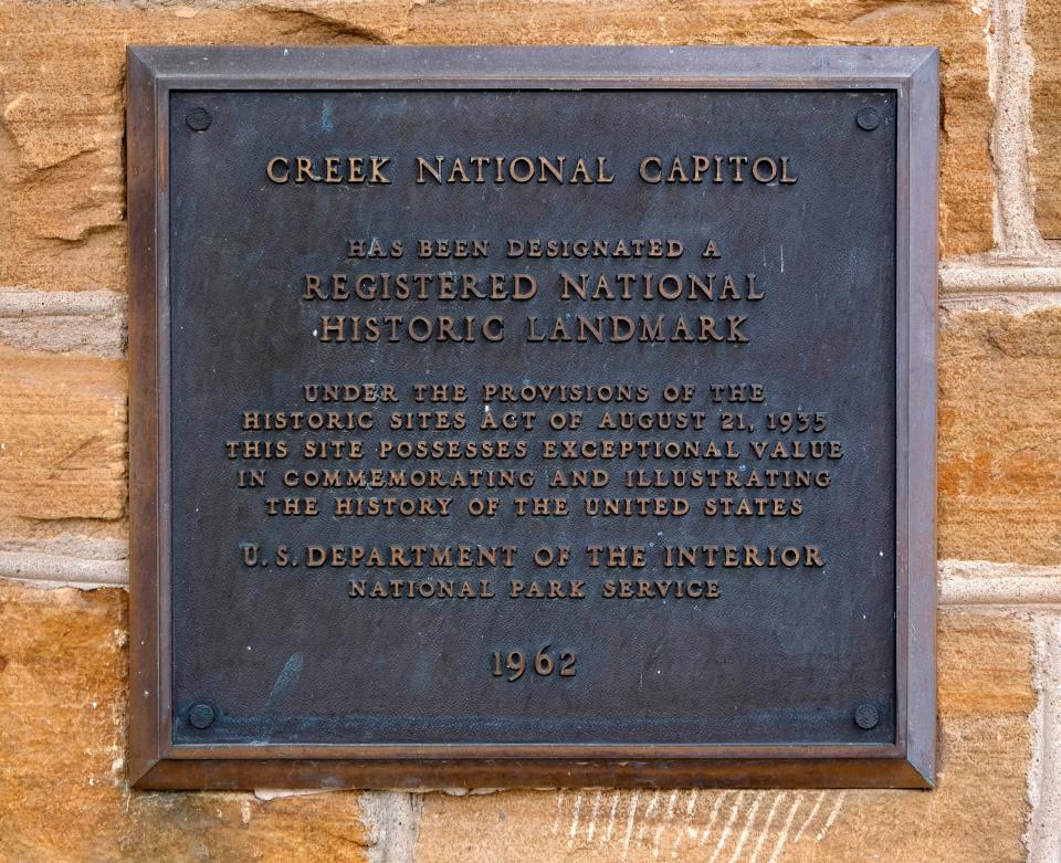 The Creek National Council House was built in 1878 and still stands today in the center of downtown Okmulgee.