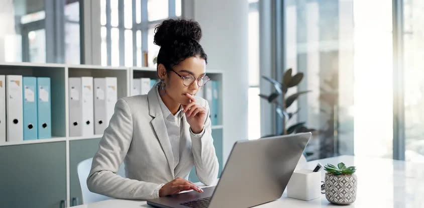 Woman reviewing her financial plan.