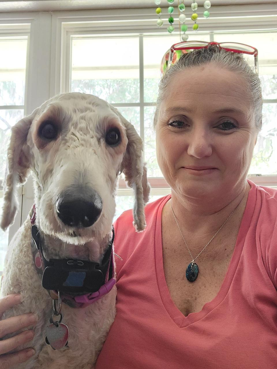 Sarah Bates and her dog Maggie.