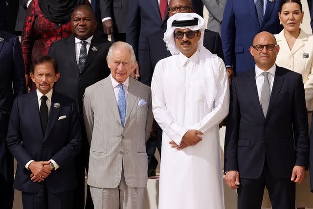 <p>Sean Gallup/Getty Images</p> The Sultain of Brunei, King Charles and Qatari Emir Sheikh Tamim bin Hamad Al Thani and Simon Stiell, Executive Secretary of the United Nations Framework Convention on Climate Change, at COP28 on Dec. 1, 2023