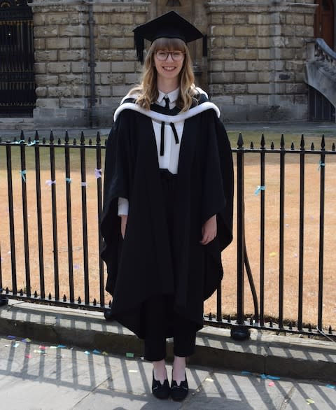 Eleanor Broome outside the Radcliffe Camera library in Oxford in July  - Credit: Wendy Williams